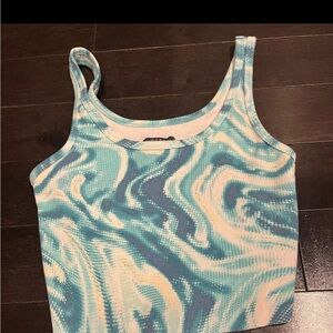 Wild Fable Aqua and White Swirl Tank Top